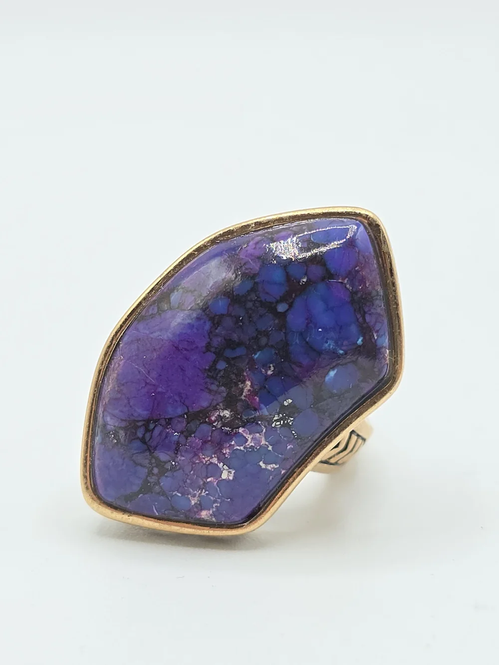 Barse Purple Turquoise Ring Bronze Color Enhanced Statement Size 9.75 - Picture 4 of 11